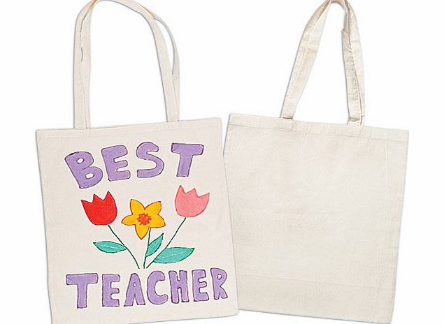 Baker Ross Design a Large Fabric Shoulder Bag for Kids to Decorate and Personalise (Pack of 3)