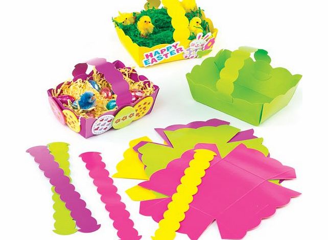 Baker Ross Easter Coloured Card Craft Baskets for Kids to Decorate and Fill with Eggs or Gifts (Pack of 12)