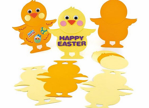 Baker Ross Kids Craft Easter Chick Stand-Up Cards to Decorate for Spring Crafting (Pack of 8)