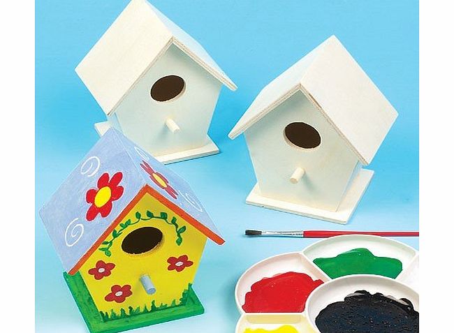 Baker Ross Mini Wooden Birdhouses Childrens Painting Crafts, Garden Crafts, Personalised Gifts (Pack of 4)
