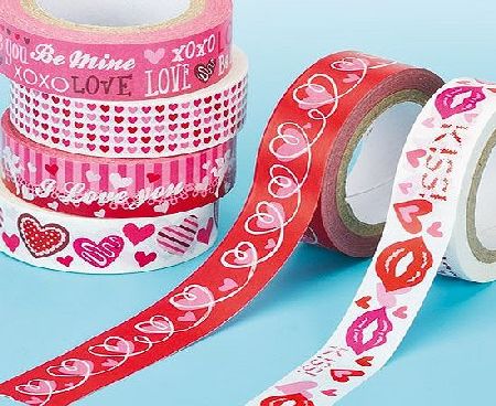 Baker Ross Valentines amp; Mothers Day Self-Adhesive Love Craft Tape for Kids Arts and Card Making (Pack of 6)