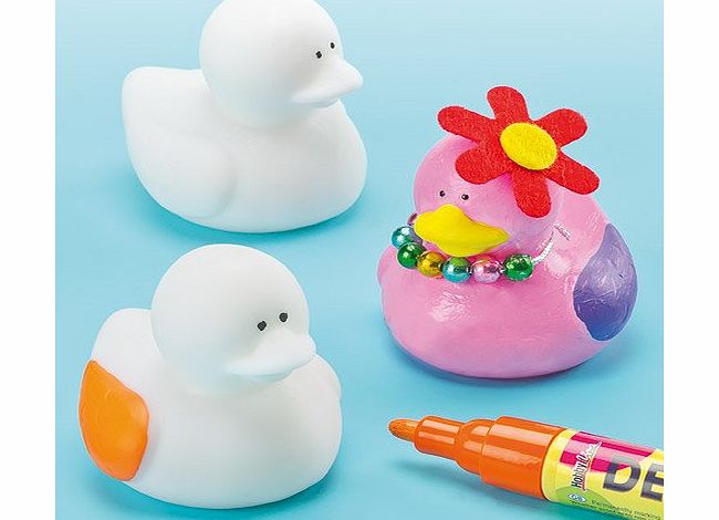 Baker Ross White Rubber Ducks for Children to Paint, Decorate amp; Display (Pack of 5)