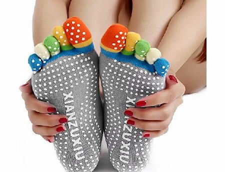 Baleaf Grippy Full Toe Yoga Pilates Socks Colorful
