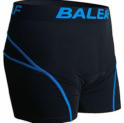 Baleaf Mens 3D Padded Cool Max Bicycle Underwear Shorts - Black/Blue, Large