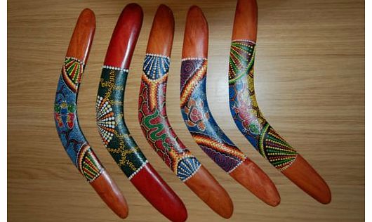 Handmade in Bali Crafted Painted Wooden Display Boomerang
