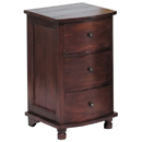 Mahogany 3 drawer bedside with curved front