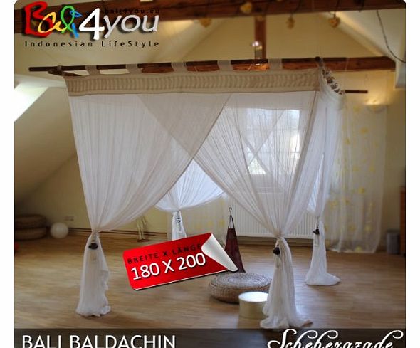 Bali4you Bali Baldachin Mosquito Net Scheherazade 180x200 (71``x78``) incl. 4 tassles Bed Canopy