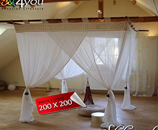Bali4you Bali Baldachin Mosquito Net Scheherazade 200x200 (78``x78``) incl. 4 tassles Bed Canopy