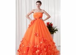 Ball Gown Strapless 3D-flower Draped