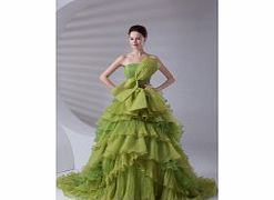 Ball Gown Strapless Backless Bow Layered Pleat