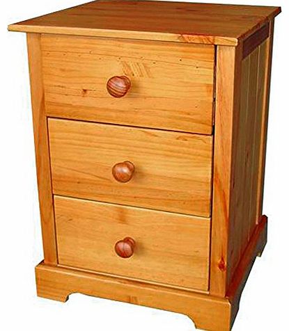 Baltic 3 Drawer Bedside Cabinet - 3 Drawer Bedside Table - Pine - Antique Pine Finish