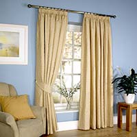 Baltimore Curtains Lined Pencil Pleat Gold Effect 132 x 137cm