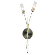 Bamboo 2 light wall fitting, Satin nickel