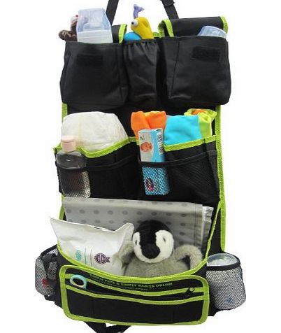 Bambungles Car Seat Organiser : ALL 15 Pockets In Various Sizes - Extra Strong Extra Long Straps - Tough Durabl