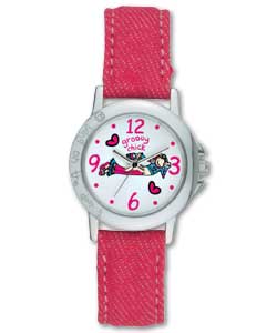 on the Door Watch with Pink Fabric Strap