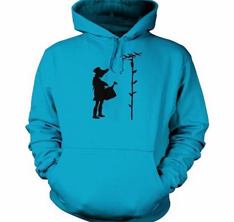 Banksy By Big Mouth Girl Watering A TV Aerial Banksy Adult Hoodie - Sapphire Blue Medium (40`` Chest)