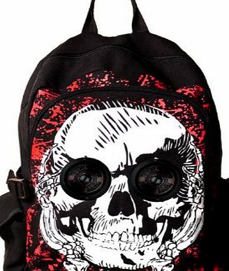 Banned Apparel Banned SKULL Speaker Bag Backpack for IPOD MP3 (Living Dead Souls) Black red