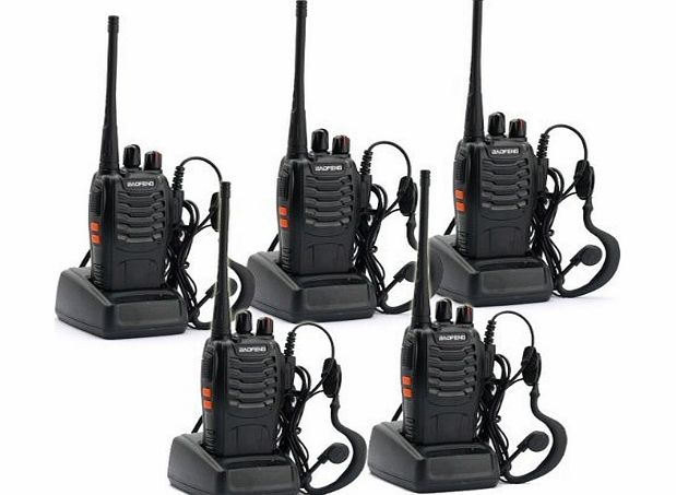 Baofeng 5 Pack BaoFeng BF-888S Long Range UHF 400-470 MHz 5W CTCSS DCS Portable Handheld 2-way Ham Radio With Free Original Earpiece *5 pcs*
