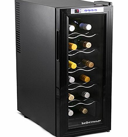 bar@drinkstuff Sommelier 12 Bottle Wine Cellar Black - 35ltr Wine Cooler and Warmer