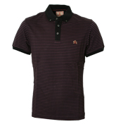 Baracuta Black and Purple Stripe Pique Polo Shirt