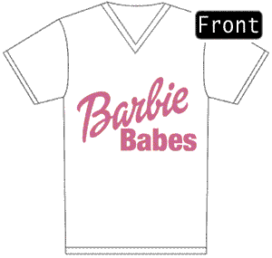 Barbie Babes V-Neck T-Shirt Size 8-10 Printed