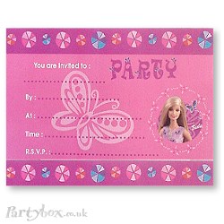Barbie Birthday Party Supplies on Barbie Barbie   Invitations Pack Of 20