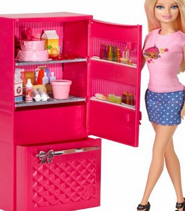 Barbie Glam Refrigerator with Barbie Doll - Fully stocked fridge 10  Accessories