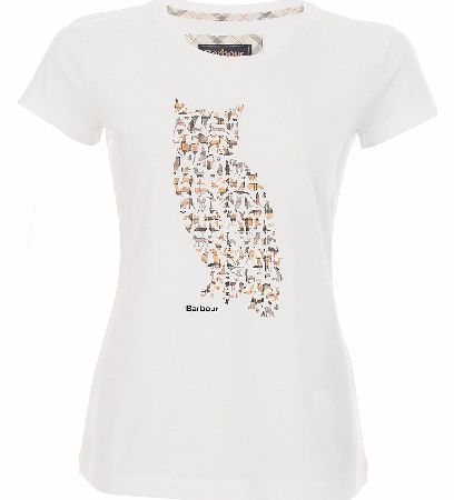 Barbour Womens Owl Print T-Shirt White