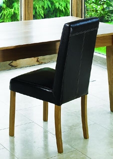 Dark Brown Leather Dining Chair - Pair