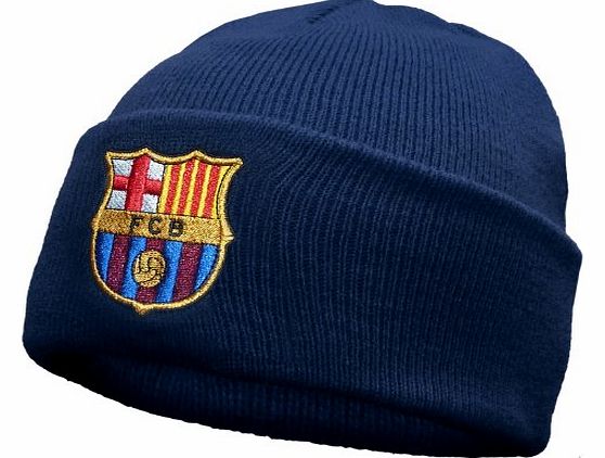 FC Barcelona Official Football Gift Knitted Bronx Beanie Hat Navy (RRP �9.99!)