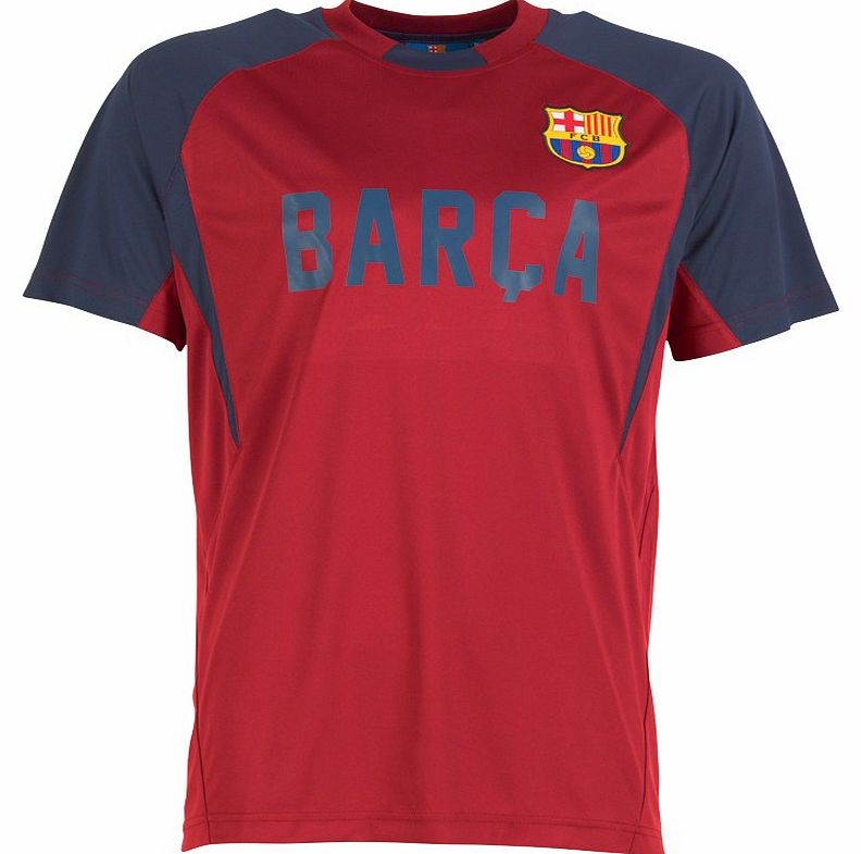 Mens Poly Panel T-Shirt Deep Red/Navy