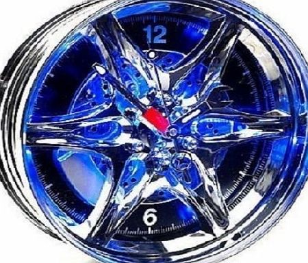 Bargains Hut Plastic Alloy Wheel Rim Wall Clock With Neon Blue Led Light Clock Auto