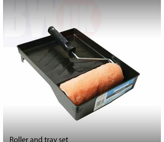 9`` PAINT ROLLER & TRAY SET PAINTING HARD WEARING PLASTIC TRAY GRIP HANDLE S58