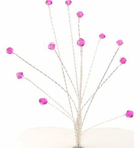 Crystal Cake Toppers Silver Wires Hot Pink/Fuschia Glass Crystals