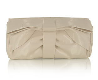 Barratts Beautiful Patent Clutch Bag With Large Bow Feature