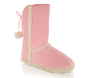 Barratts Fabulous Bootie Slipper with Pom Poms