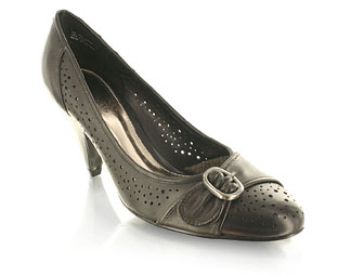 Barratts Fabulous Leather Court Shoe With Punch Detail