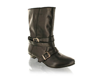 Funky Leather Ankle Boot With Double Buckle Detail - Size 10