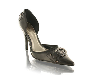 Barratts Funky Leather Look Court Shoe With Buckle Trim