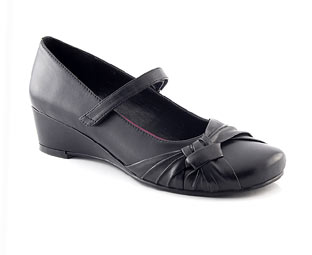 Leather Low Wedge Shoe - Junior