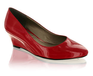 Simple Wide Fit Court Shoe With Wedge Heel