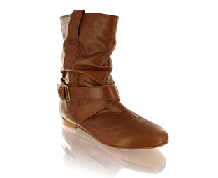 Barratts Slouchy Leather Casual Buckle Boot - Size 10