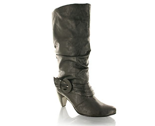 Trendy Slouch Boot With Buckle Trim