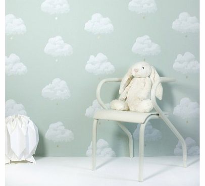 Cotton Clouds Wallpaper - Sea Green `One size