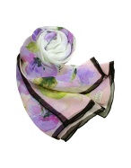 Basile Floral Chiffon Silk Long Scarf