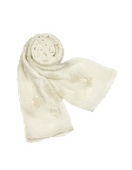 Basile Ivory Beaded Chiffon Silk Stole