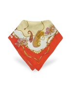 Ornamental Printed Silk Square Scarf