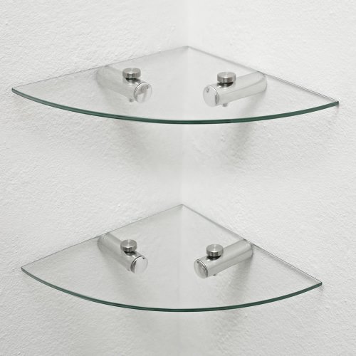 2 x Glass Corner Shelves, Bathroom Shelves, Kitchen shelves, Storage