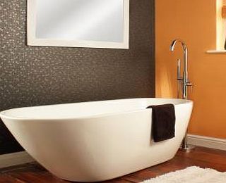 Bathroom White Freestanding Curved Design Bath