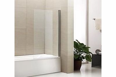 Bathroombarry Bath/Shower Screen 6Mm Clear Glass - Pivot Action - Square Edge - Chrome Finish